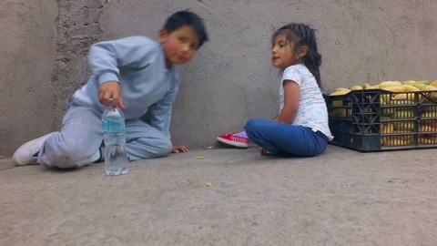 Kids Preventing To Be Run Over On Sidewalk Stock Footage 88336475