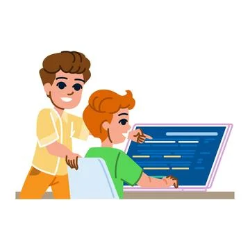 Kids programming code, software development and education Stock Illustration