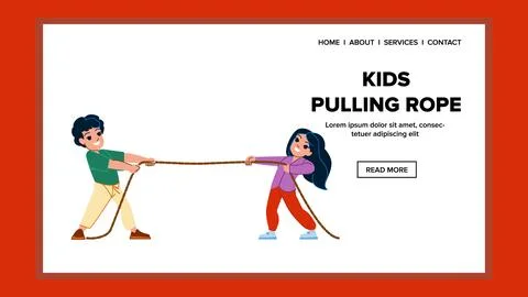 Kids pulling rope vector Stock Illustration