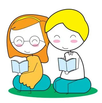 Kids read book Illustrazione stock