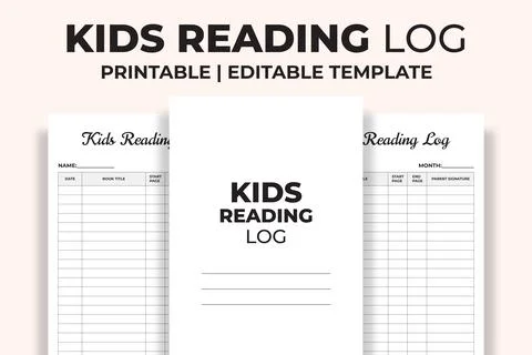 Kids Reading Log KDP Interior Stock Illustration