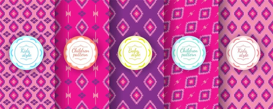 Kids red, violet seamless pattern. Cute Baby design. Illustrazione stock