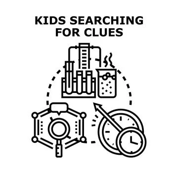 Kids researching project, problem solving over time icon Ilustração Stock
