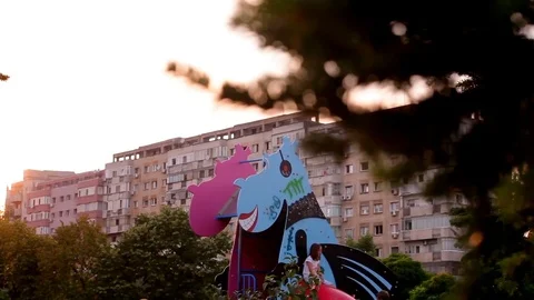 Kids Riding Dragons at Sunset Stock Footage