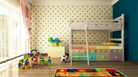 Kids room 3d rendering Stock Illustration