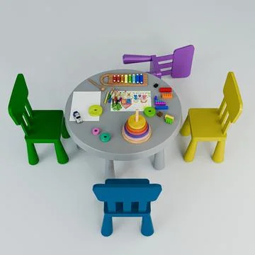 Kids round table Stock Illustration