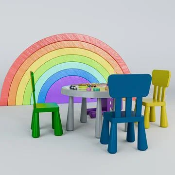 Kids round table Stock Illustration