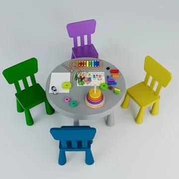 Kids round table Stock Illustration