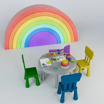 Kids round table Stock Illustration