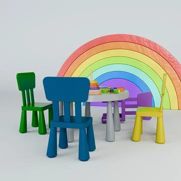Kids round table isolated on white background Stock Illustration