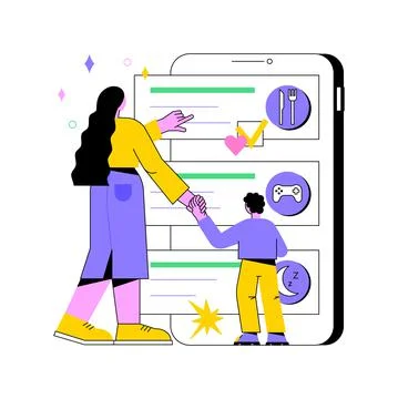 Kids routine app abstract concept vector illustration. Stock Illustration
