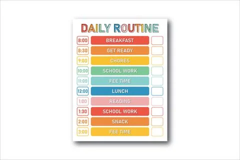 Kids Routine Chart, Daily Routine KDP Interior Design Stock Illustration