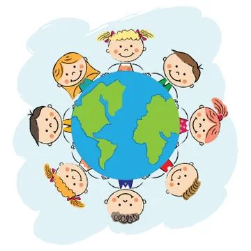 Kids save the earth vector Stock Illustration