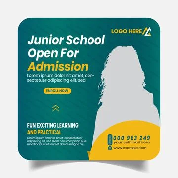Kids School Advertisement Post Design Templates Stock Illustration