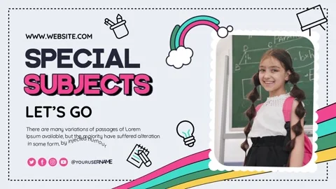 Kids School Education Slideshow | Colorful Classroom Presentation Стоковые After Effects