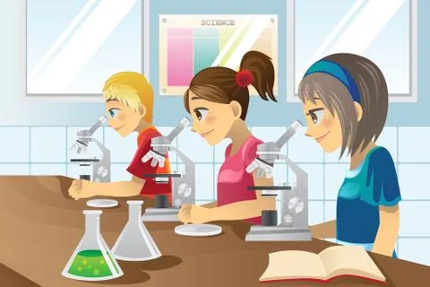 Kids in science lab Stock Illustration