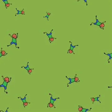 Kids seamless pattern in doodle style. Stock Illustration
