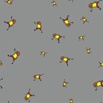 Kids seamless pattern in doodle style. Stock Illustration