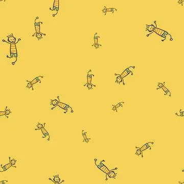 Kids seamless pattern in doodle style. Stock Illustration