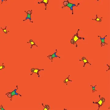 Kids seamless pattern in doodle style. Stock Illustration