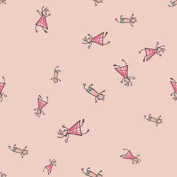 Kids seamless pattern in doodle style. Stock Illustration