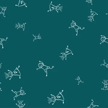 Kids seamless pattern in doodle style. Illustrazione stock
