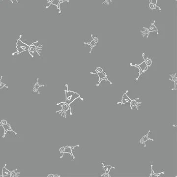 Kids seamless pattern in doodle style. Illustrazione stock