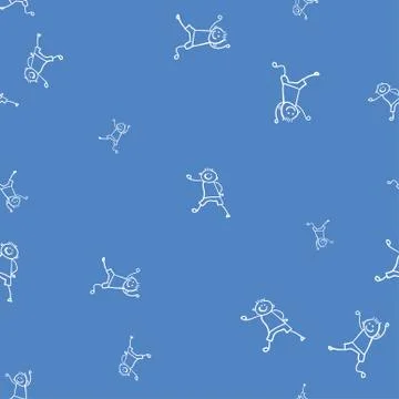 Kids seamless pattern in doodle style. Stock Illustration