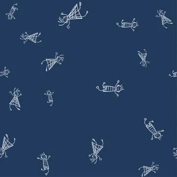Kids seamless pattern in doodle style. Stock Illustration