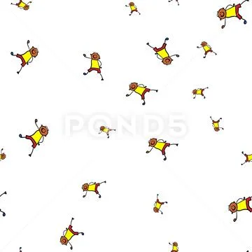 Kids seamless pattern in doodle style.: Royalty Free #107998662