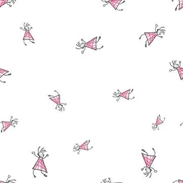 Kids seamless pattern in doodle style. Stock Illustration