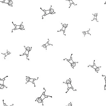 Kids seamless pattern in doodle style. Stock Illustration