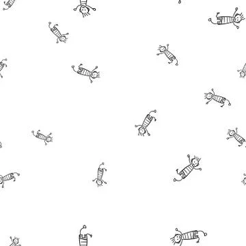Kids seamless pattern in doodle style. Stock Illustration