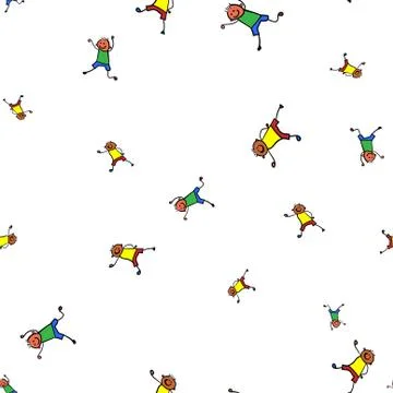 Kids seamless pattern in doodle style. Stock Illustration