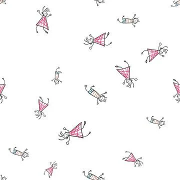 Kids seamless pattern in doodle style. Stock Illustration