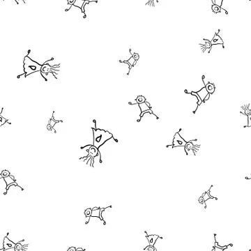 Kids seamless pattern in doodle style. Stock Illustration