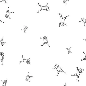 Kids seamless pattern in doodle style. Stock Illustration