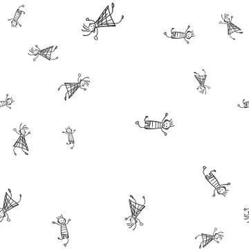Kids seamless pattern in doodle style. Stock Illustration