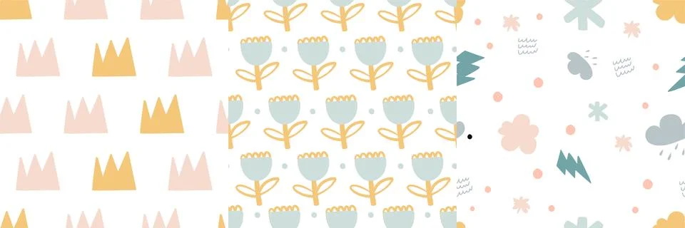 Kids seamless pattern set. Stock Illustration