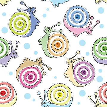 Kids seamless pattern with snails. Stock Illustration