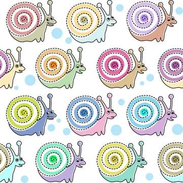 Kids seamless pattern with snails. Vector illustration. Stock Illustration