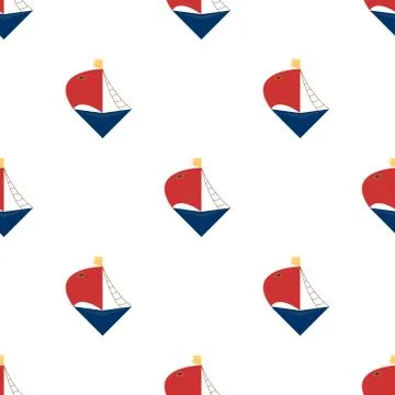 Kids seamless vector pattern with ships Stock Illustration