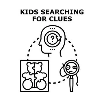 Kids searching clues for problem solving Stock Illustration