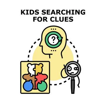 Kids searching clues for problem solving Ilustração Stock