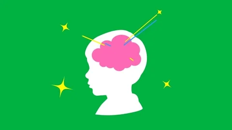 Kids Silhouette with Brain Thinking Creative Motion Graphic Element Stock Footage 346168498