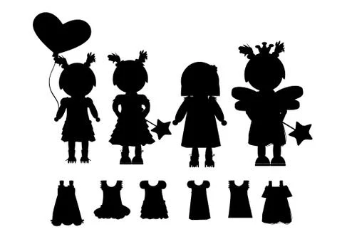 Kids silhouettes vector Stock Illustration