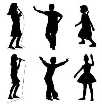 Kids singing dancing Stock Illustration