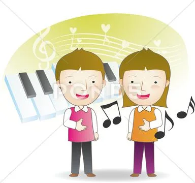 Kids singing songs Stock Illustration