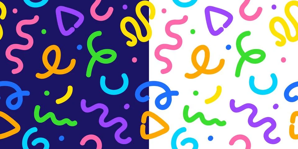 Kids squiggle seamless pattern background Stock Illustration