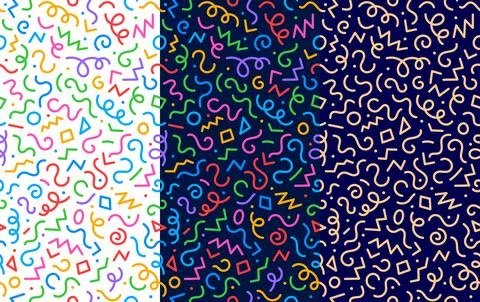 Kids squiggle seamless pattern, holiday background Stock Illustration